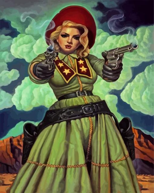 Cowgirl Gunslinger paint by numbers