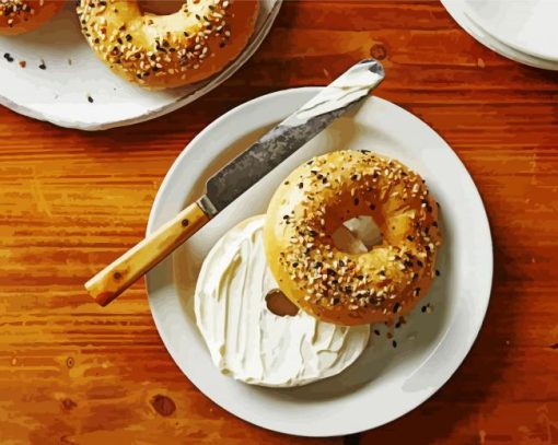 Cream Cheese Bagels paint by number