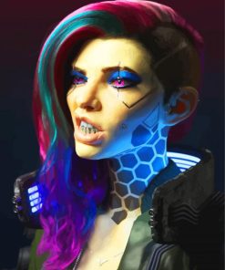 Cyberpunk Girl Video Game paint by number