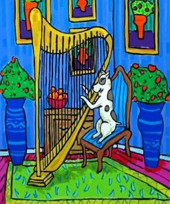 Dog Playing Harp paint by number