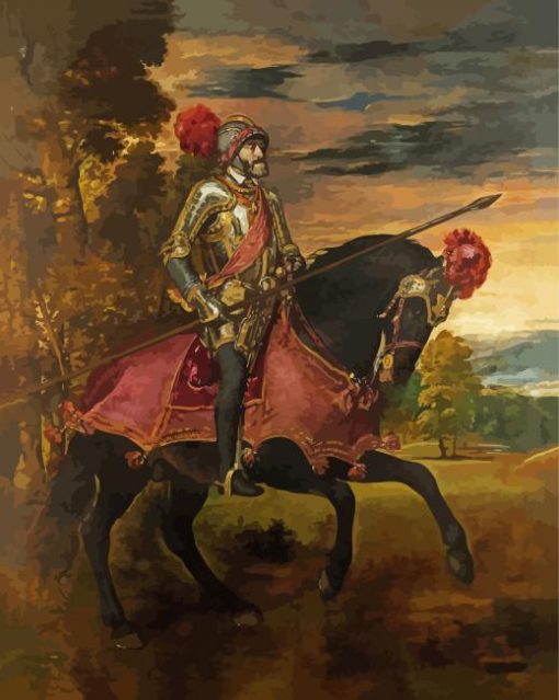 Equestrian Portrait Of Charles V By Tiziano paint by number