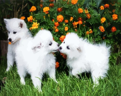 Eskimo Puppies Dogs paint by numbers