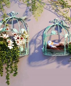 Floral Bird Cage paint by numbers