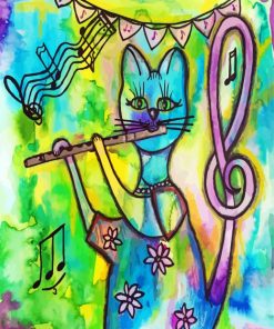 Flutist cat paint by number