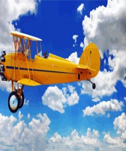 Flying Yellow Biplane paint by number