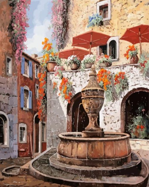 France St Paul De Vence Fountain paint by numbers