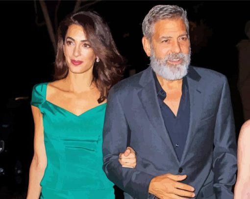 George Clooney And His Wife paint by number