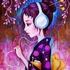 Girl Wearing Headphones paint by numbers