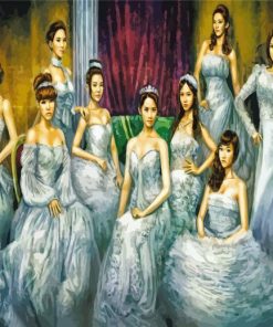 Girls Wearing Ball Gown Dresses paint by number