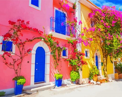 Greece Kefalonia Houses paint by numbers