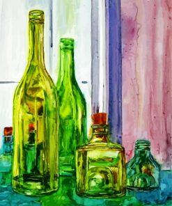 Green Glass Bottles paint by number