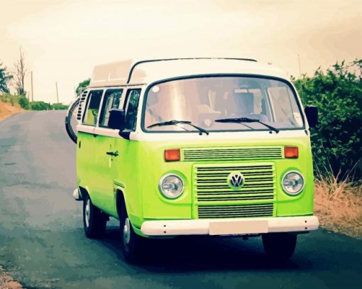 Green Van On Road paint by numbers