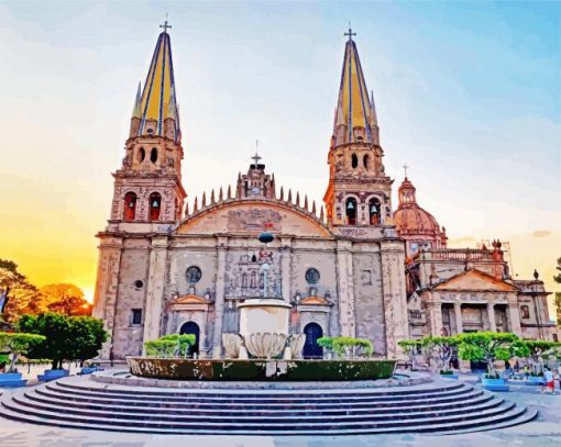 Guadalajara Cathedral paint by number