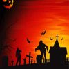 Halloween Graveyard Zombies paint by number