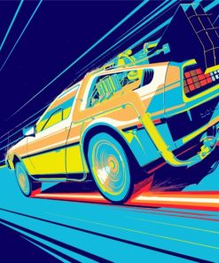 Illustration Delorean Car paint by number