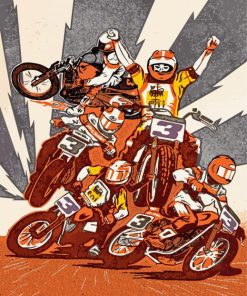 Illustration Motocross Art paint by number