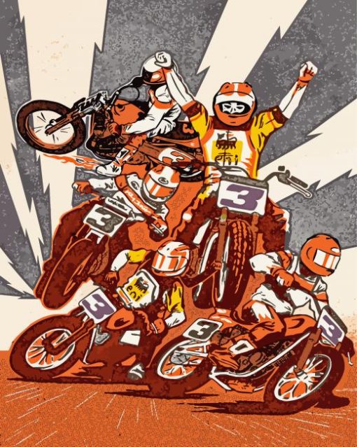 Illustration Motocross Art paint by number