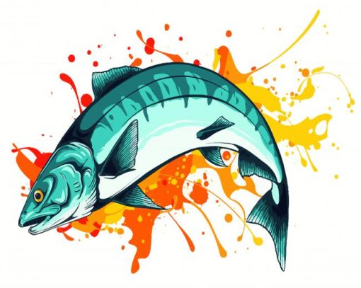 Illustration Salmon Fish paint by number