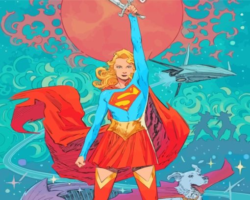 Illustration Supergirl Hero paint by numbers