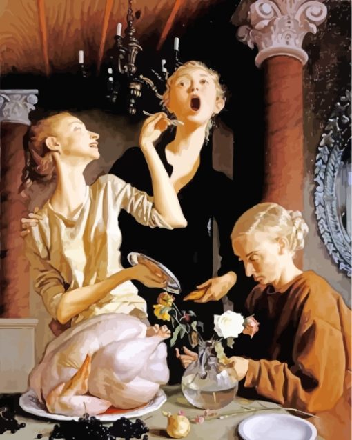 John Currin Thanksgiving paint by numbers