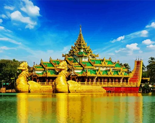 Kandawgyi Lake Yangon paint by number