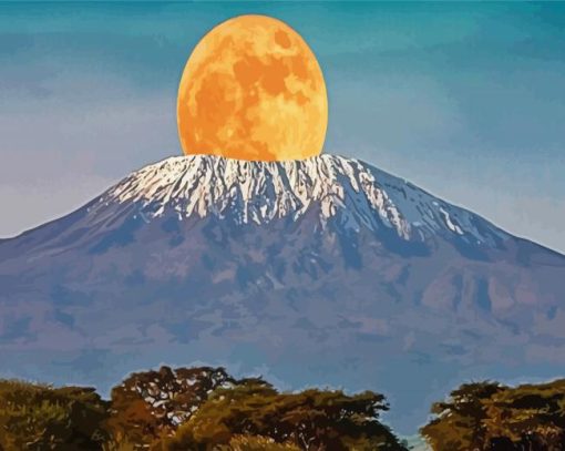 Kenya Full Moon Kilimanjaro Mountain paint by numbers