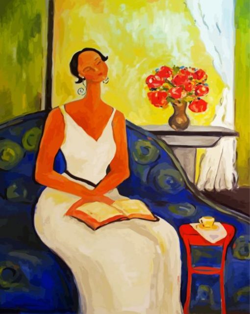 Lady On Blue Chair paint by number