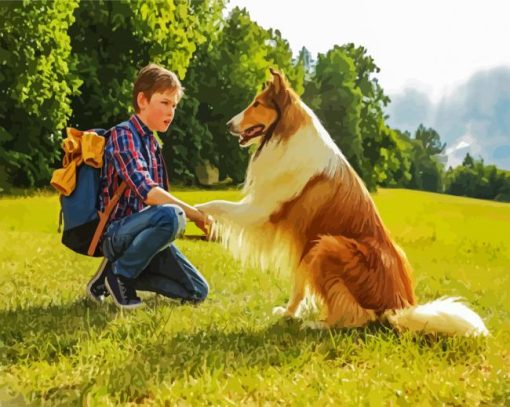 Joe Carraclough And Lassie Dog paint by numbers