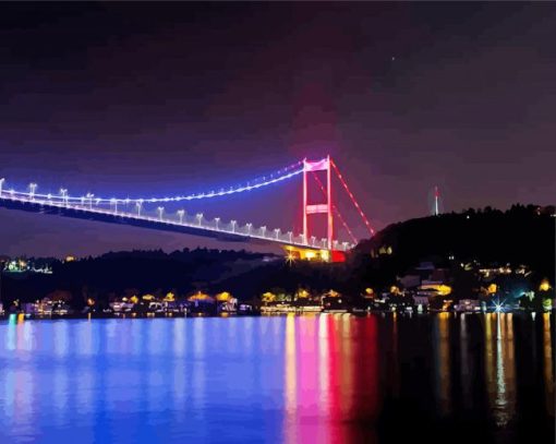 Luminous Bosphorus Bridge In Turkey paint by number