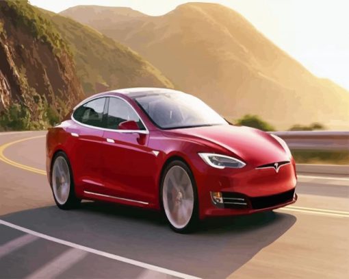 Luxury Tesla Car paint by number