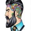 Man With Long Beard And Colorful Tattoos paint by number