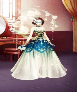 Masked Girl Wearing Ball Gown Dress paint by number