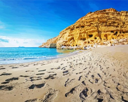 Matala Beach Crete paint by number