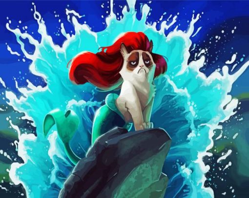 Mermaid Grumpy Cat paint by number