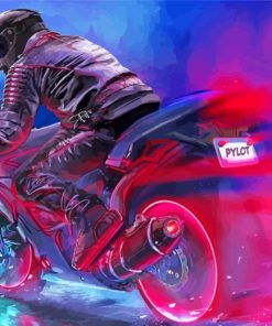 Motorbike Driver Art paint by numbers