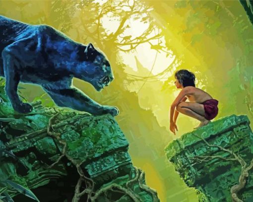 Mowgli And Bagheera Movie paint by number