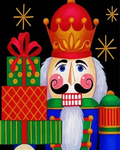 Nutcracker Holding Gifts paint by number