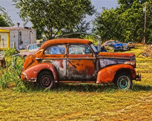 Old Rusted Car paint by number