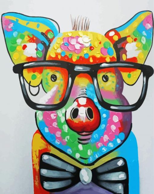 Pig With Glasses paint by number