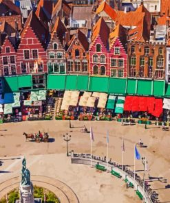 Plaza Gran Mercaado Bruges paint by number