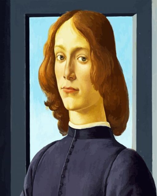 Portrait Of A Young Man Holding A Roundel By Botticelli paint by numbers