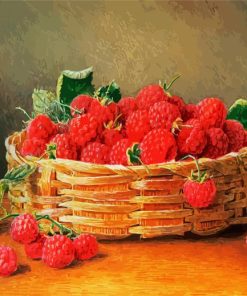 Raspberries Basket Still Life paint by number