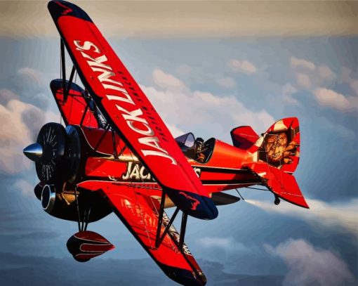 Red Biplane paint by number