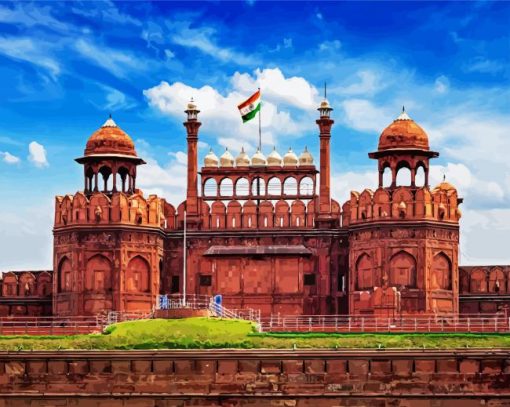 Red Fort Delhi India paint by number