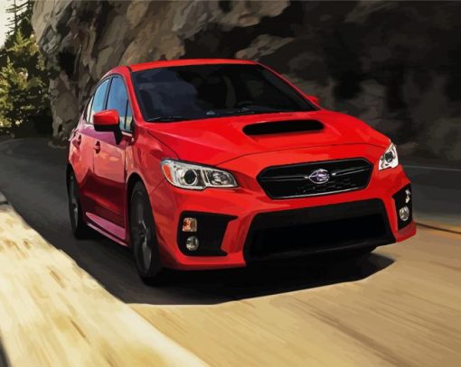 Red Subaru Car paint by number