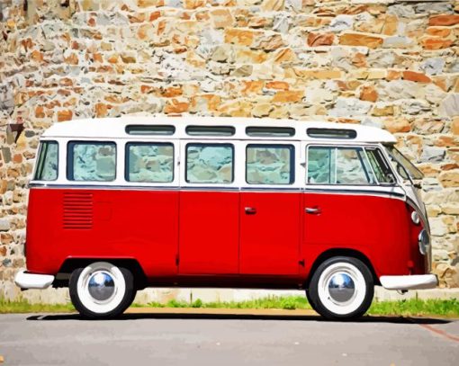 Red Volkswagen Combi paint by numbers