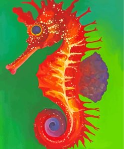 Red Seahorse Art paint by numbers