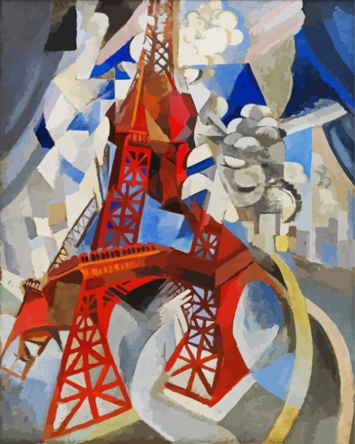 Robert Delaunay Red Eiffel Tower paint by number