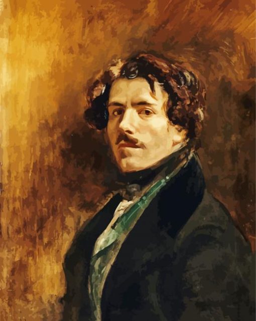 Self Portrait With Green Vest Delacroix Eugène paint by number