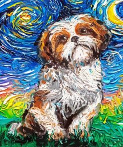 Shih Tzu Stary Night paint by number